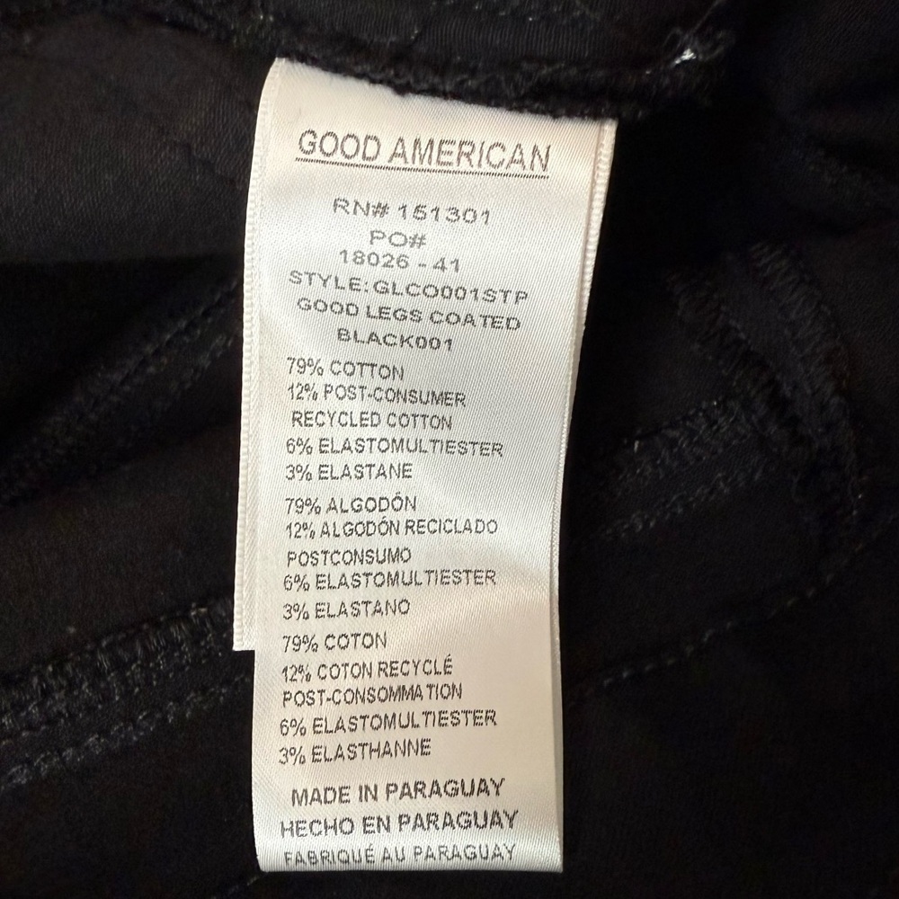 Good American Good Legs Black Coated Skinny Jeans Pants - Sz 8/29, NWT - Picture 11 of 14